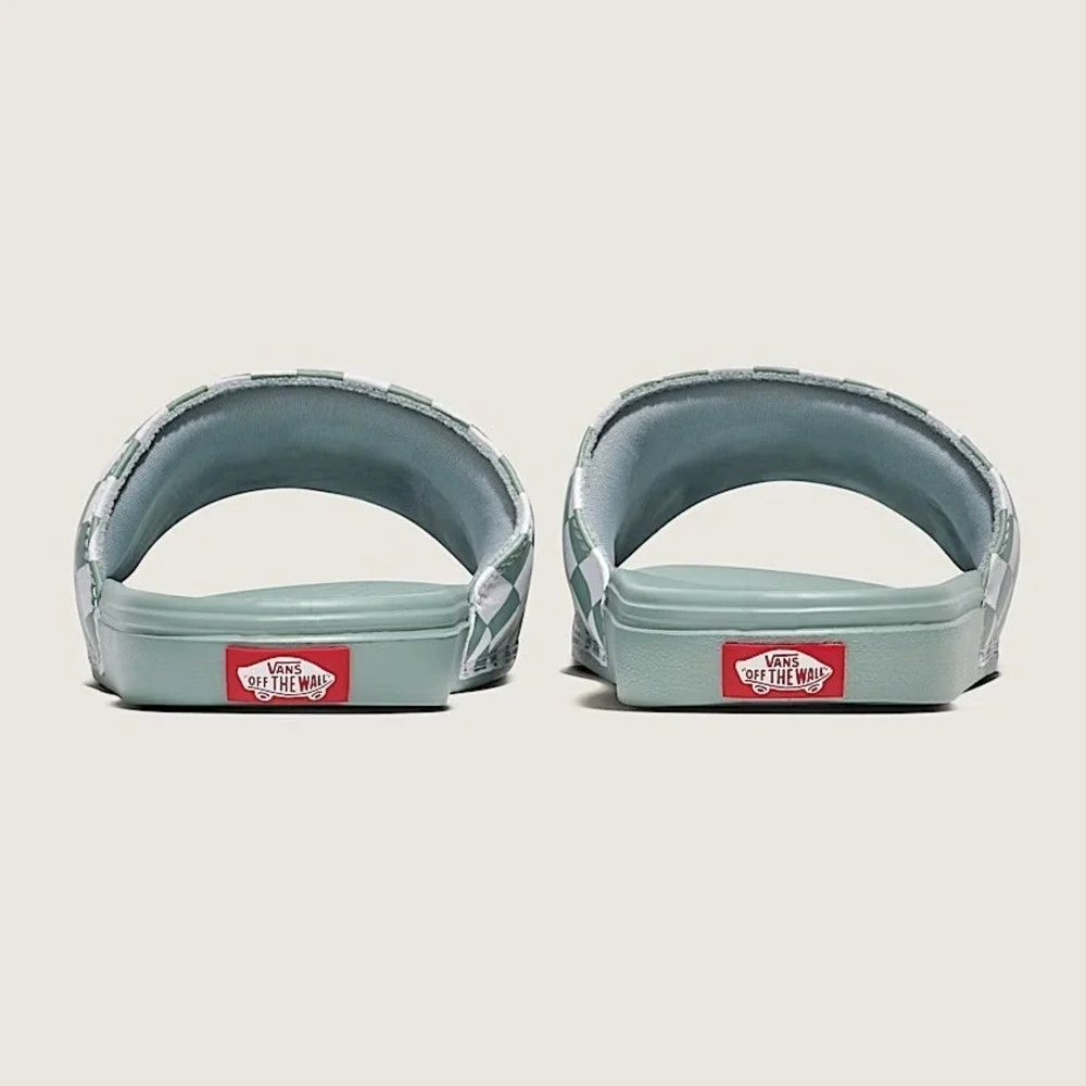 Vans La Costa Checkers Slide-On Sandals Sage Gray White board Mens Size 12 New